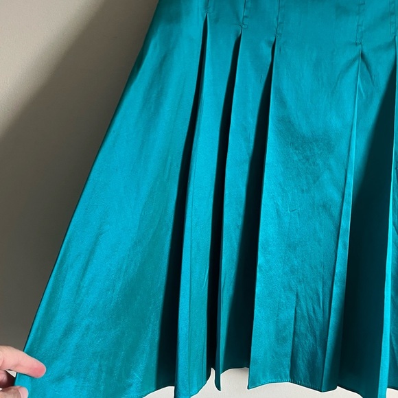 Calypso Christian Celle Silk Teal Pleated Mini Skirt Size XS EUC. - Picture 2 of 13